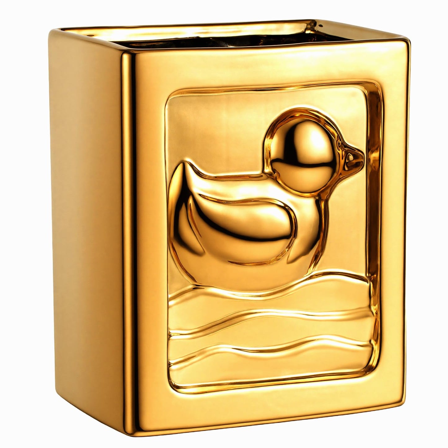 Gold Duck 1.85 Gallon Bathroom Trash Can, Modern Ceramic Wastebasket, Small Garbage Bin for Bedroom, Home Office, Toilet, RV, Near Desk, Under Sink