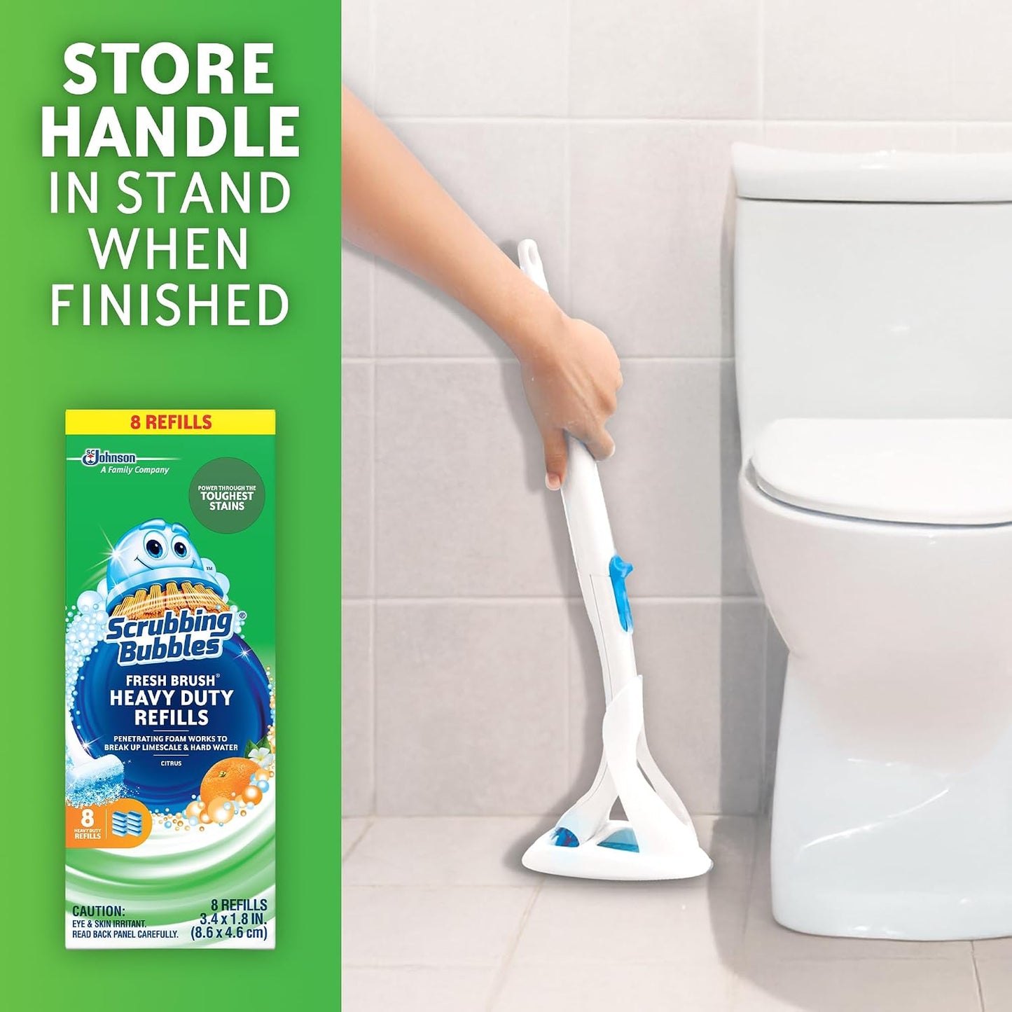 Scrubbing Bubbles Toilet Bowl Wand Cleaner Refills, Fresh Brush Heavy Duty Cleaner Toilet Refill Pads, Removes Limescale & Odors, Citrus Scent, 8 Count (Pack of 1)