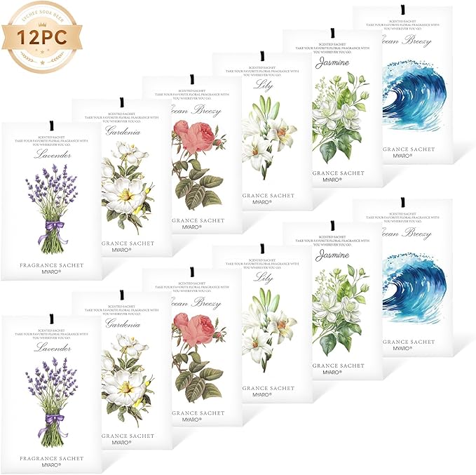MYARO 12 Packs Scented Sachets for Drawer and Closet, Long-Lasting Sachets Bags - Image 6