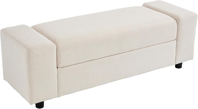 Storage Ottoman Bench, 55 Inch End of Bed Linen Bench - Image 7