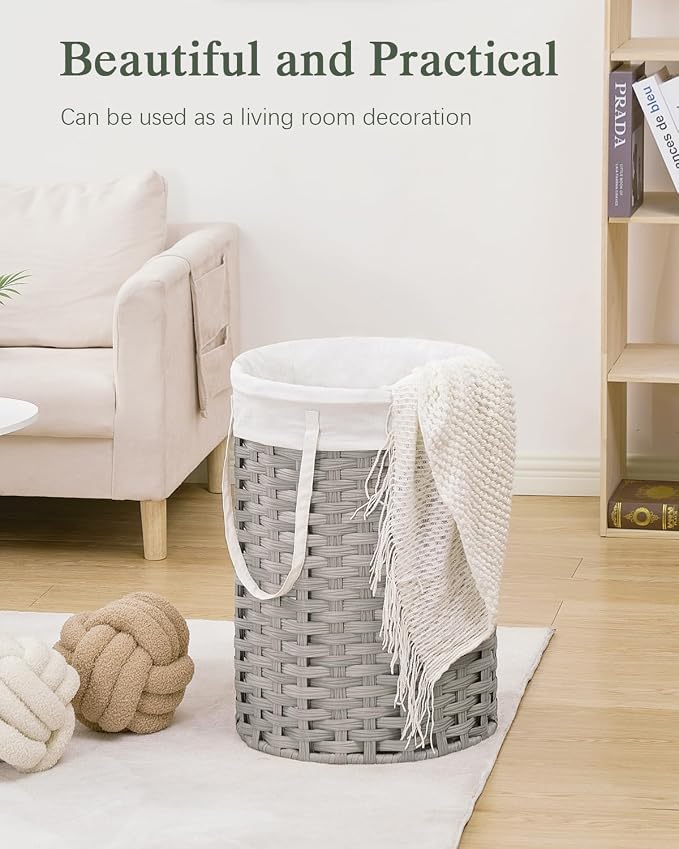 Laundry Hamper Laundry Basket Round 19.0 Gal Handwoven Rattan Laundry Basket - Image 8