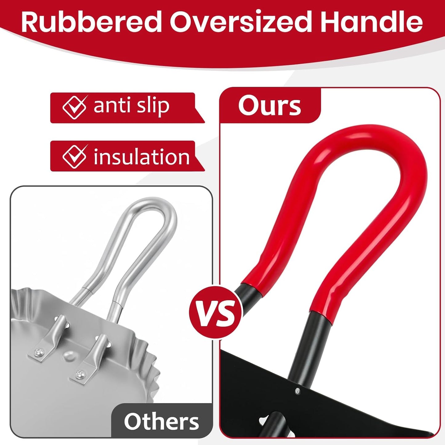 2PK 17” Heavy Duty Dustpan Metal Outdoor Dust Pans with Rubberized Non Slip Handle Extra Large Shovel Scooper for Commercial&Industrial Uses