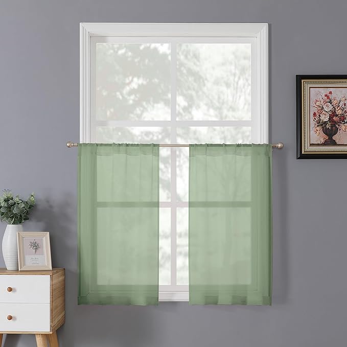 Tollpiz Sheer Tier Curtains Kitchen Linen Textured Half Curtain Sheers Light by Tollpiz