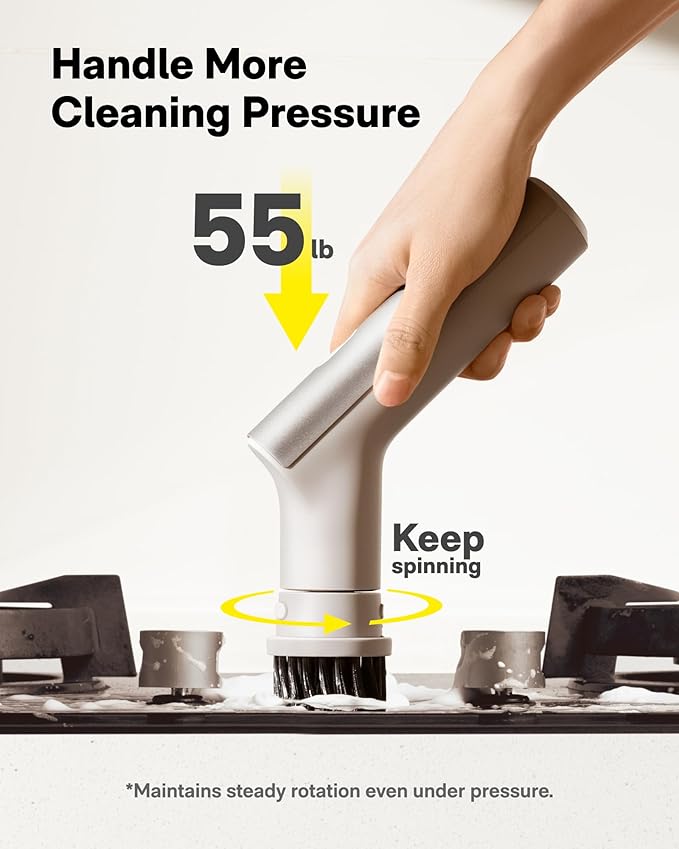 HOTO Handheld Short-Handle Electric Spin Scrubber, IPX7 Waterproof Cordless - Image 4