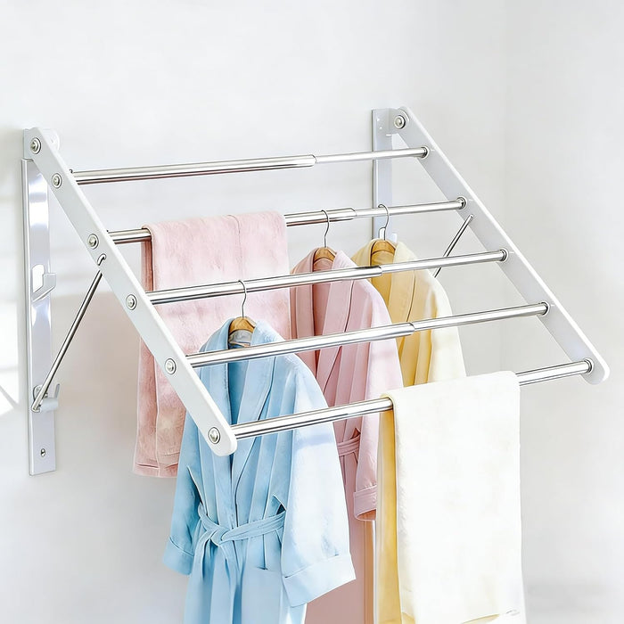 Wall Mounted Drying Rack, Foldable Laundry Rack, Adjustable Width, 60 lbs