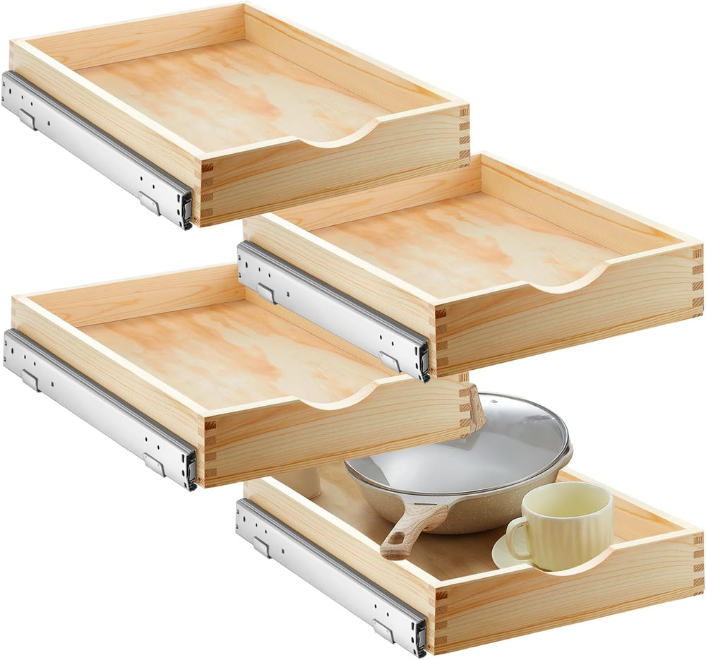 Sintuff 4 Pack Wooden Pull out Tray Cabinet Organizer, 15'' X 21'...