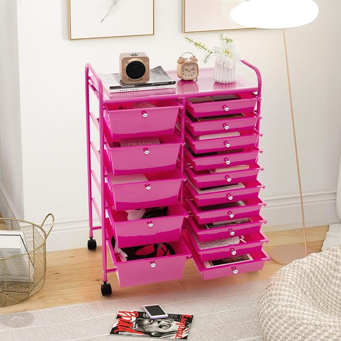 GOFLAME 15-Drawer Rolling Storage Cart, Utility Cart - Image 9