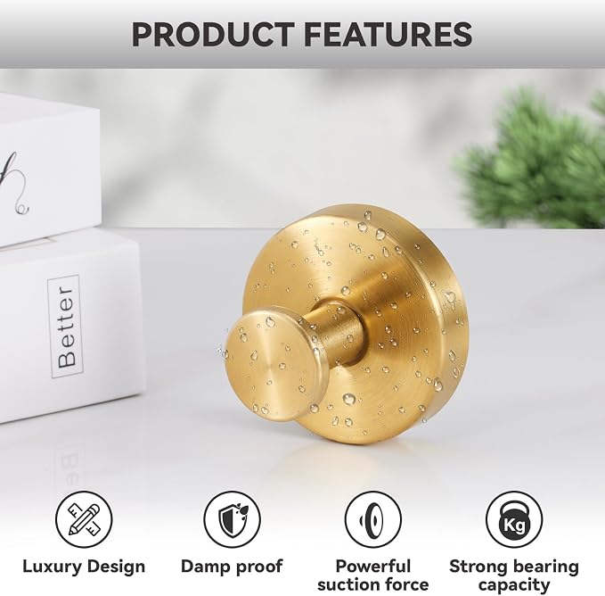 4 PCS Suction Cup Hooks for Shower, Stainless Steel No Drill Suction Towel Hooks - Image 6