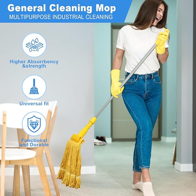 Pack of 2 Heavy Duty Commercial Mop Head Replacement, General Cleaning Mop - Image 3