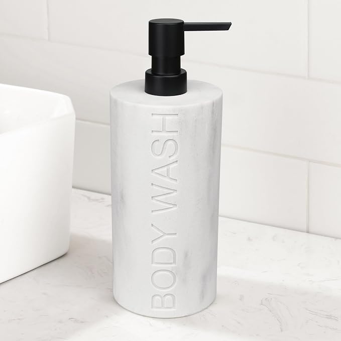 White Body Wash Dispenser Luxurious Refillable Pump Bottle - Image 5