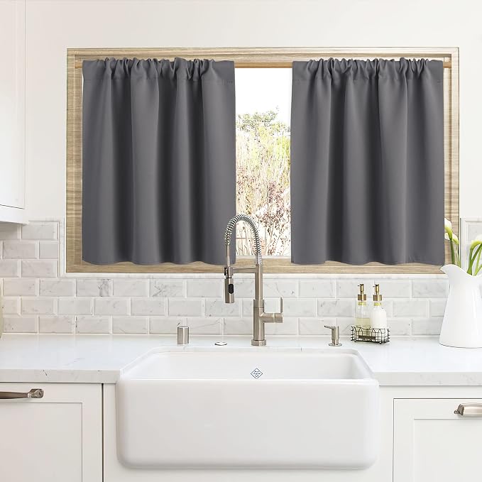 RYB HOME Blackout Curtains for Kitchen, Over Sink Privacy Curtains Window Decor by RYBHOME