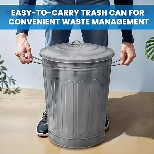 Plexon 13-Gallon Galvanized Steel Round Trash Can - Image 2