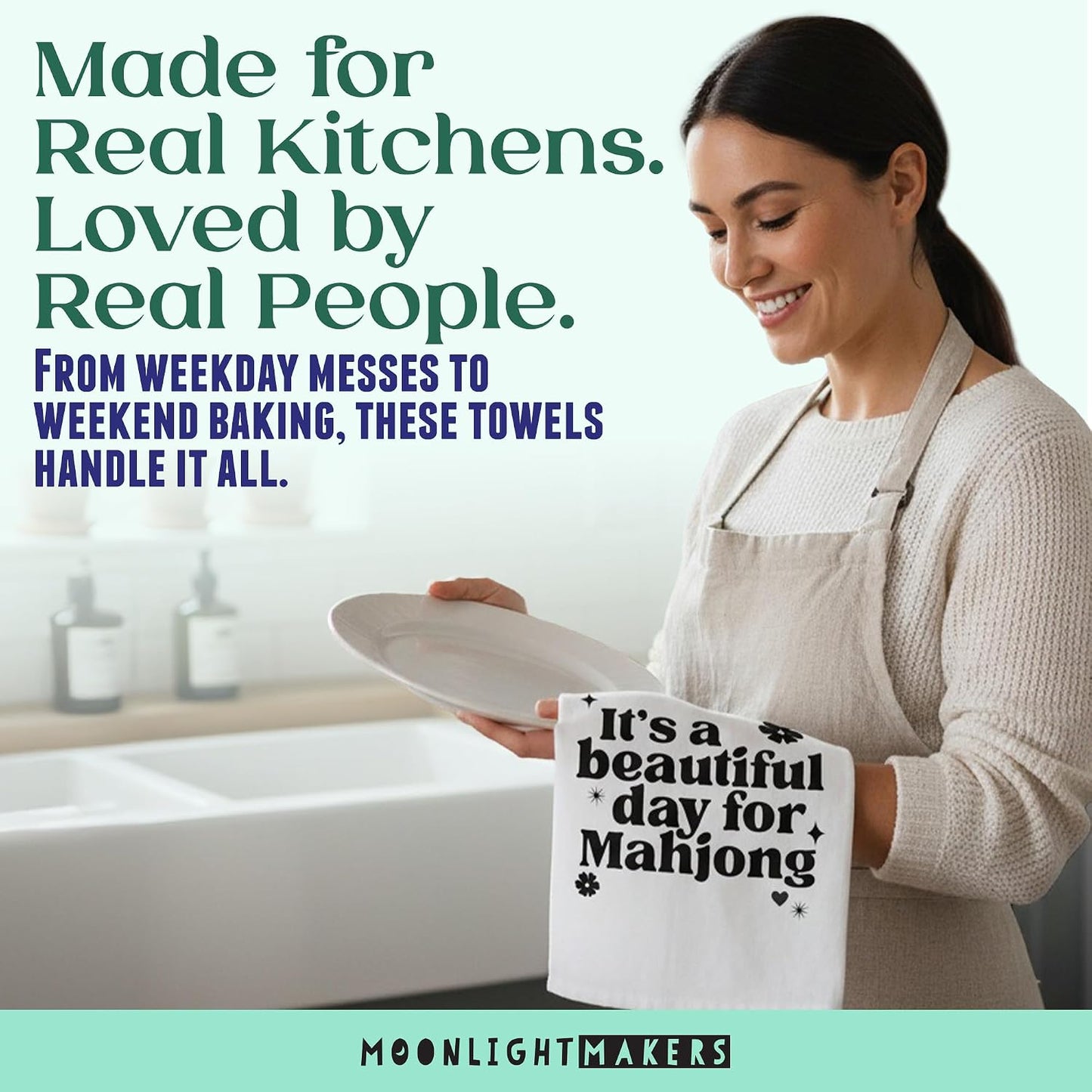 Moonlight Makers Funny Kitchen Towels with Sayings – Housewarming Gifts, Funny Dish Towels, Cotton Flour Sack, Apartment Essentials, Baking Gifts for Women – White, I Have Questionable Morels
