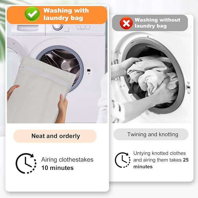 4-Piece White Large Durable Organic Cotton Mesh Laundry Bags - Image 2