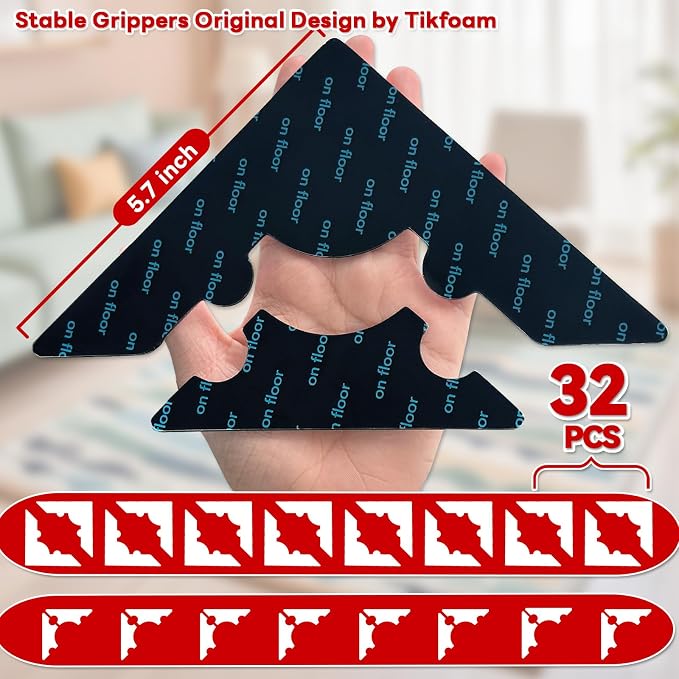 Rug Non Slip Grippers, Reusable Keep Rug Corner Down Tape Pads - Image 2