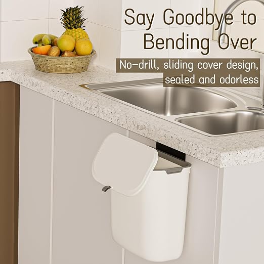 2.4 Gallon Kitchen Compost Bin Hanging Small Trash Can - Image 3