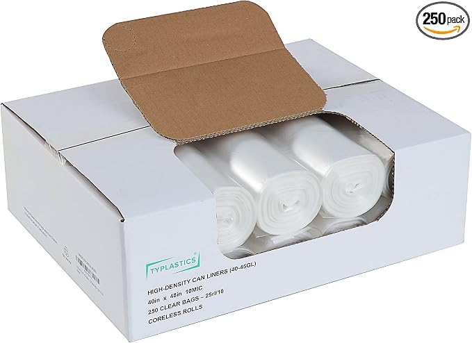 TYPLASTICS 40-45 Gallon Clear Trash Can Liners by Typlastics