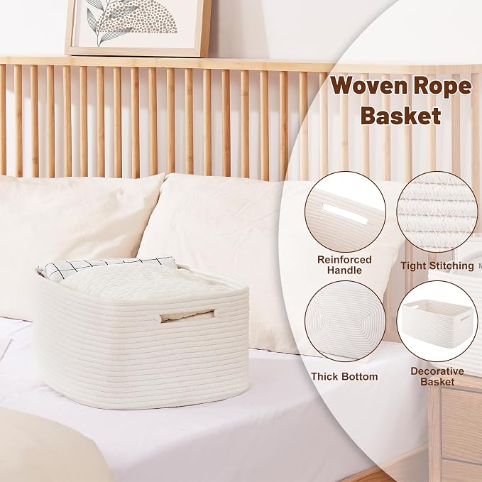 OIAHOMY Storage Basket for Shelves, Closet Cube Storage Bins Baskets for - Image 3