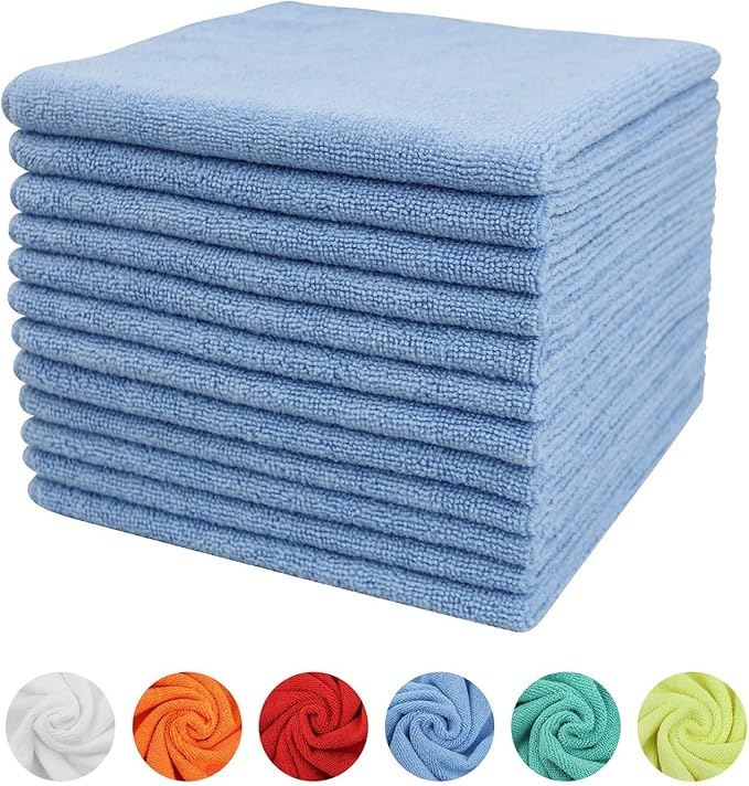 Tricol Clean Microfiber Cleaning Cloth, 12 Pack Ultra-Thick Cleaning Rags by TricolClean