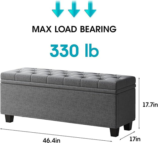 Maupvit Ottoman with Storage, Ottoman Bench with Lift Top, Upholstered Storage - Image 2
