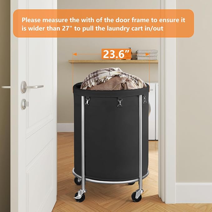 ELYKEN Laundry Hamper on Wheels, 23.6" Diameter 170L Large Capacity Laundry - Image 5