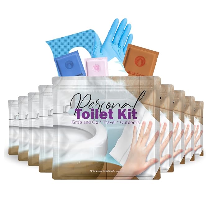 Personal Toilet Kit To Go – 10 Pack | Disposable Public Restroom Kit | by KitUSafe