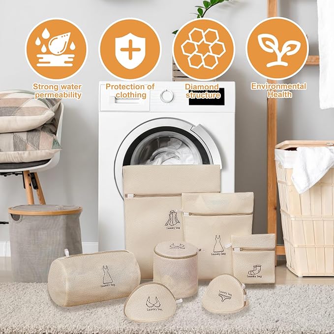 Mesh Laundry Wash Bags Set, 7 Piece Set of Laundry Bags - Image 4
