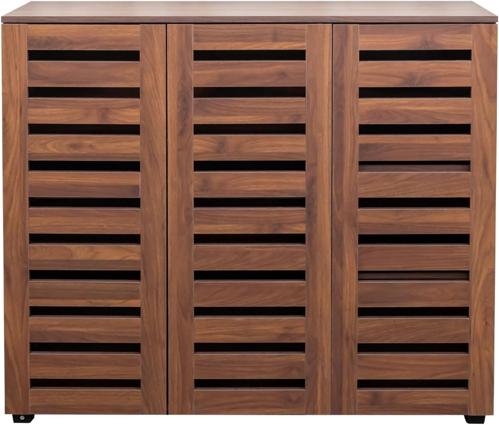 Shoe Cabinet, 5-Tier Shoe Storage Cabinet with Adjustable Shelves, Wooden Sho...