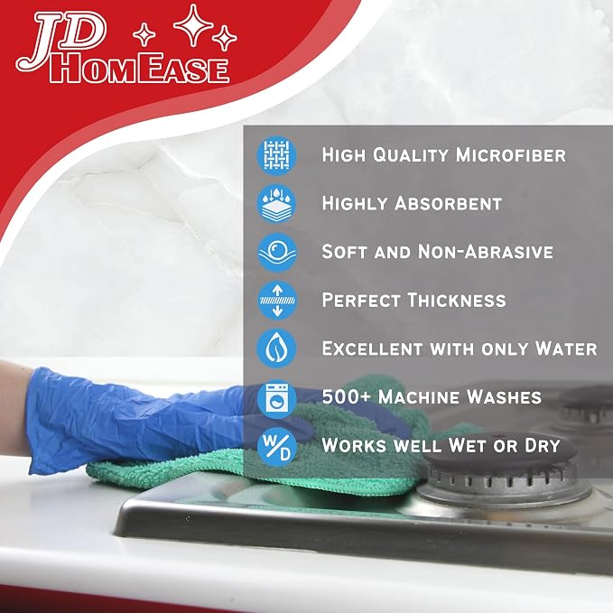 Microfiber Cleaning Cloths, 24 Pack, All-Purpose, Highly Absorbent, Washable - Image 4