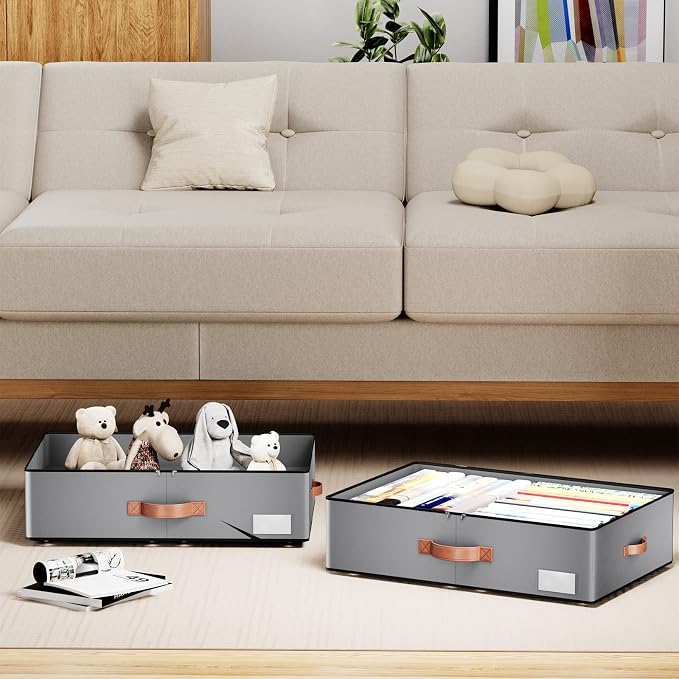 Under bed Storage With Wheels, Large Capacity 7.5 inches Height Storage Bins - Image 2