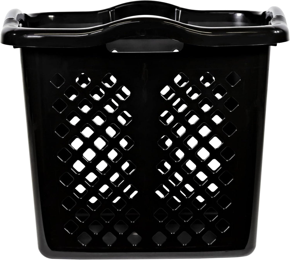 2-Pack 2 Bushel Plastic Laundry Basket, Black
