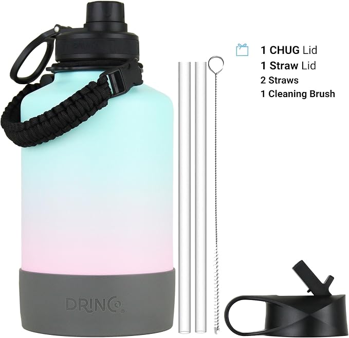 DRINCO Stainless Steel Water Bottle Spout Lid Vacuum Insulated Double Wall - Image 2