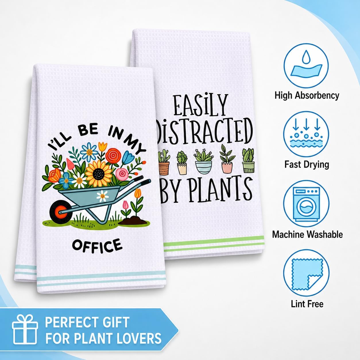 LXOMILL Gardening Gifts for Women, Funny Kitchen Towels for Plant Lovers