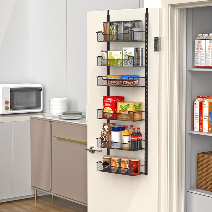 12.3" W Narrow Over the Door Pantry Organizer, 6-Tier Over the Door Organizer - Image 6