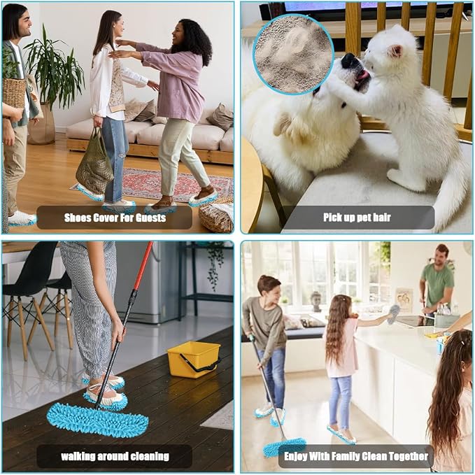 8 Pcs Mop Slippers Socks Floor Cleaning, Microfiber Shoe Covers dust Washable - Image 7