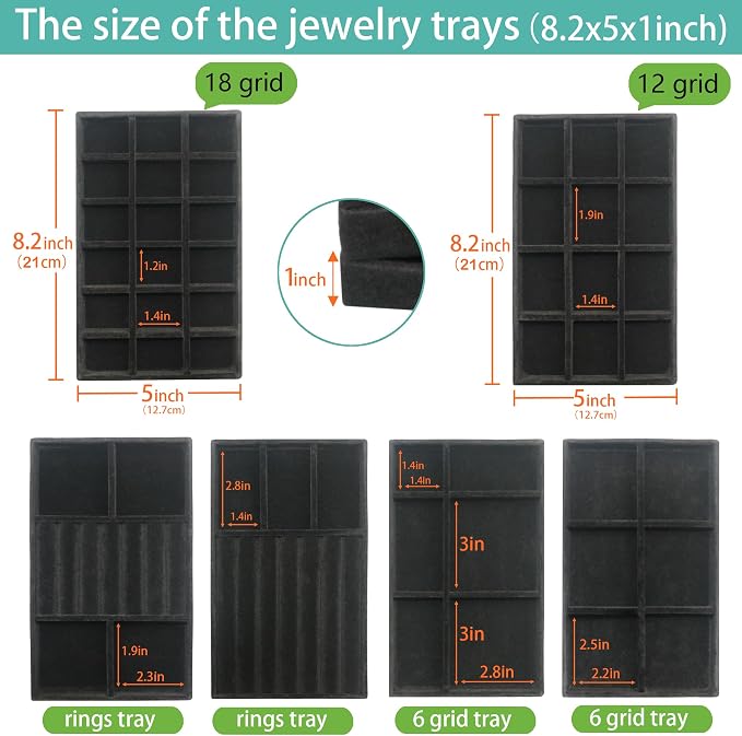 Jewelry Organizer Drawer 8 Set Jewelry Boxes Velvet Jewelry Drawer Organizer - Image 4