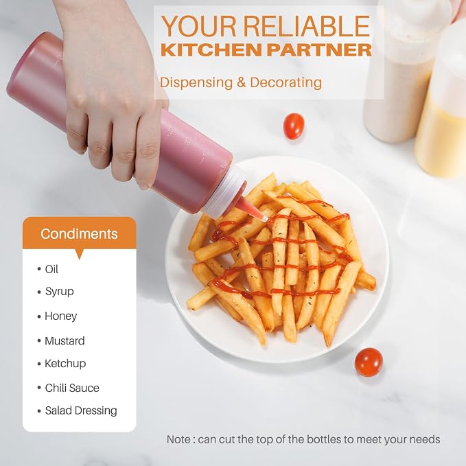 Squeeze Bottles, 16oz Leak-Proof Wide Mouth Condiment Squeeze Bottles - Image 4