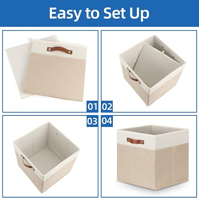 Temary Cube Storage Bins 13 Inch Fabric Storage Cubes Storage Baskets - Image 7