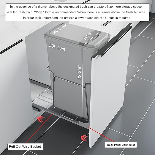 Dowell B15 Aluminum Base Wastebasket Pullout - Image 8