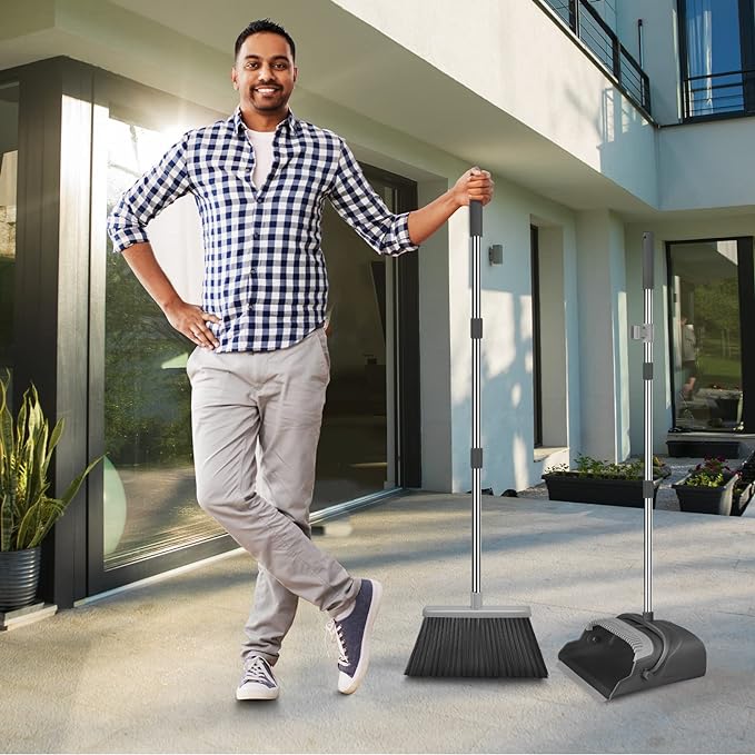 kelamayi Broom and Dustpan Set for Home, Indoor&Outdoor Sweeping, Stand Up - Image 7