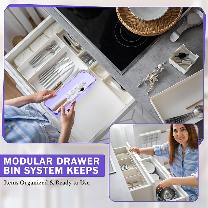 Maitys 12 Pcs Vanity Drawer Organizer 9 x 3 x 2 Inches Clear Plastic Utensil - Image 5