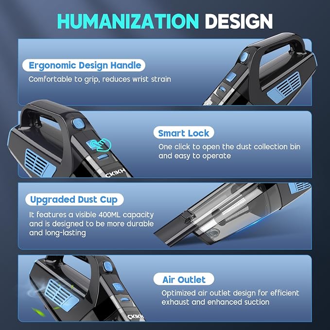 Handheld Vacuum Cordless, 15000PA Strong Suction Hand Held Car Vacuum Cleaner - Image 5