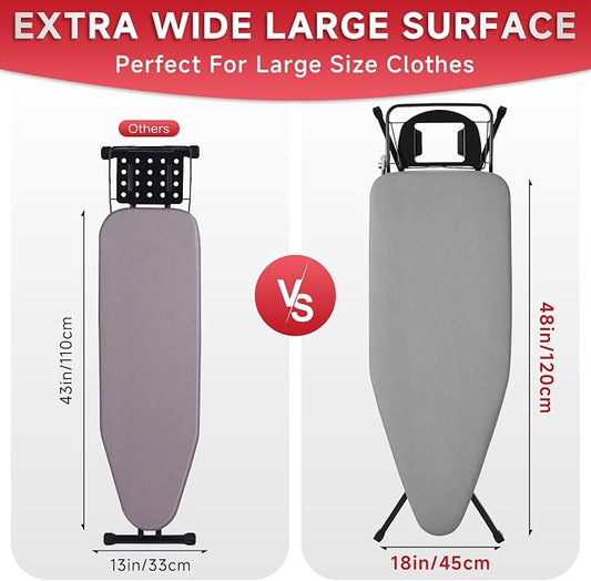 Extra Wide Full Size Ironing Board 57" L X18 W, Foldable Adjustable Iron Board - Image 2