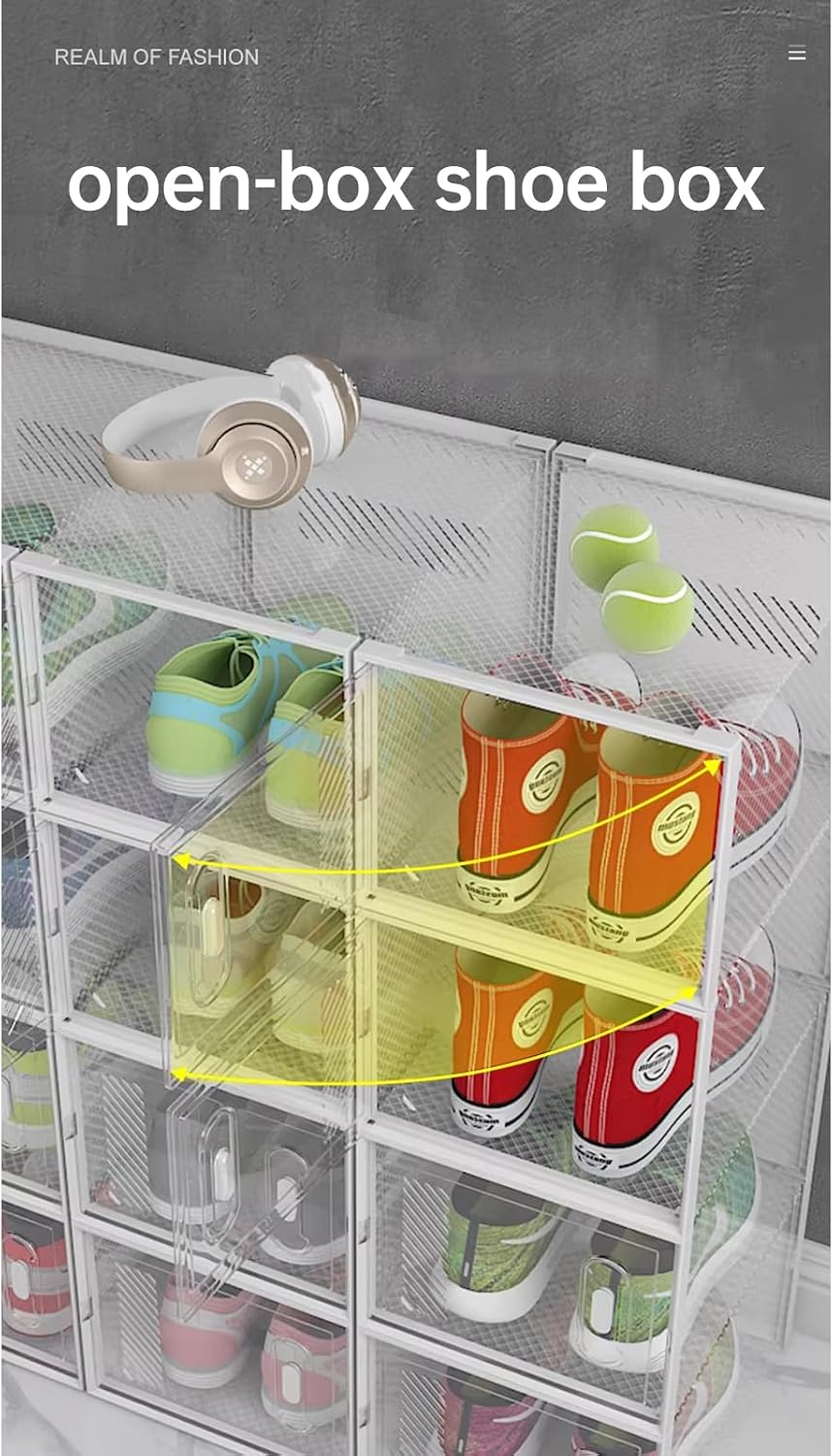 12-Pack Clear Plastic Stackable Shoe Storage Boxes for Sneakers, Boots, for E...