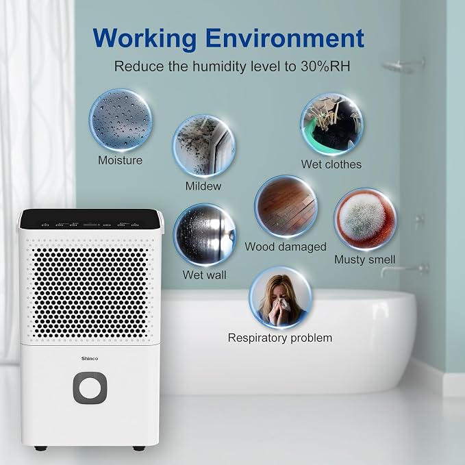 Shinco 30 Pints Dehumidifier for Home and Basements, 1500 Sq.Ft Dehumidifiers - Image 7