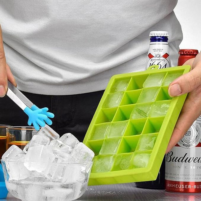 Ice Cube Tray, Silicone Square Ice Trays Easy Release Stackable Ice Cube Mold - Image 3