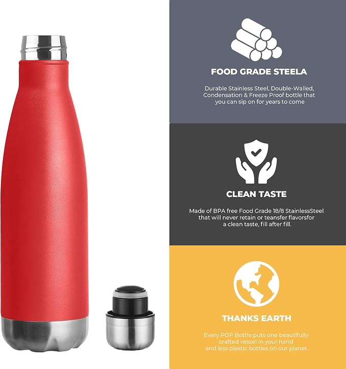MEWAY 17oz Sport Water Bottle 8 Pack Vacuum Insulated Stainless Steel - Image 3