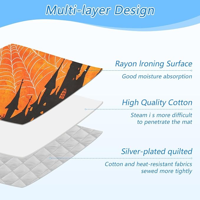Orange Halloween Bat Castle 01 Ironing Mat - Image 4