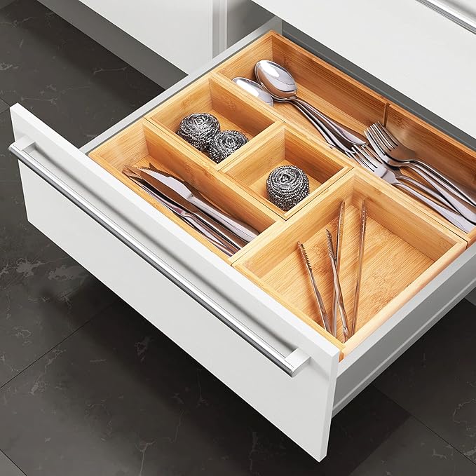 Fabsome Bathroom Drawer Organizer, Bamboo Box Bin - Image 5