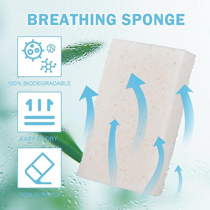 YoleShy White Sponges Kitchen 10 Pack Natural Compressed Cellulose Sponges - Image 6